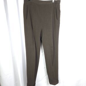 Lauren Ralph Lauren Womens 12P Petite 31x30 Brown Wool Blend Cuffed Dress Pants